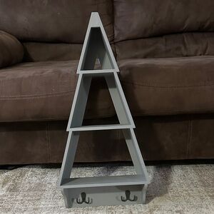 Belk Gray Triangular Display Shelf with Hooks